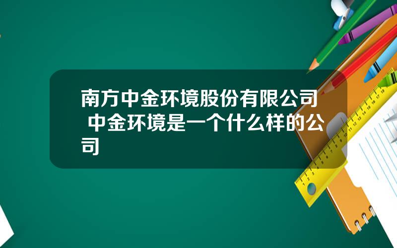 南方中金环境股份有限公司 中金环境是一个什么样的公司